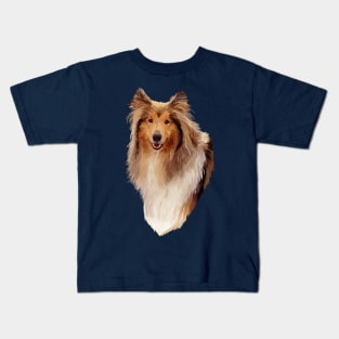 Rough Coated Sable White Collie Dog Portrait Kids T-Shirt